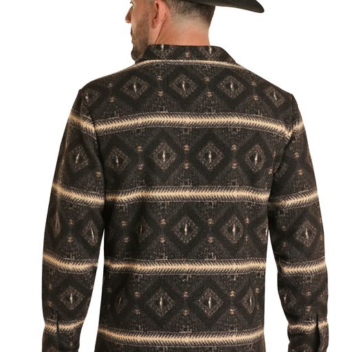 Rock & Roll Men's Aztec Printed Berber Jacket - Charcoal
