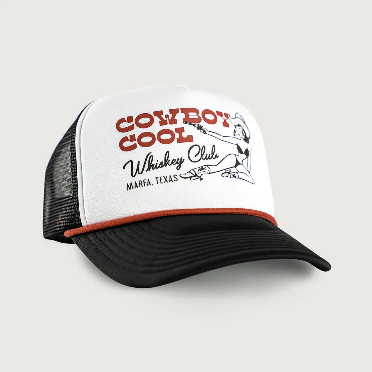 Cowboy Cool Whiskey Club Foam Trucker Hat - Black/White