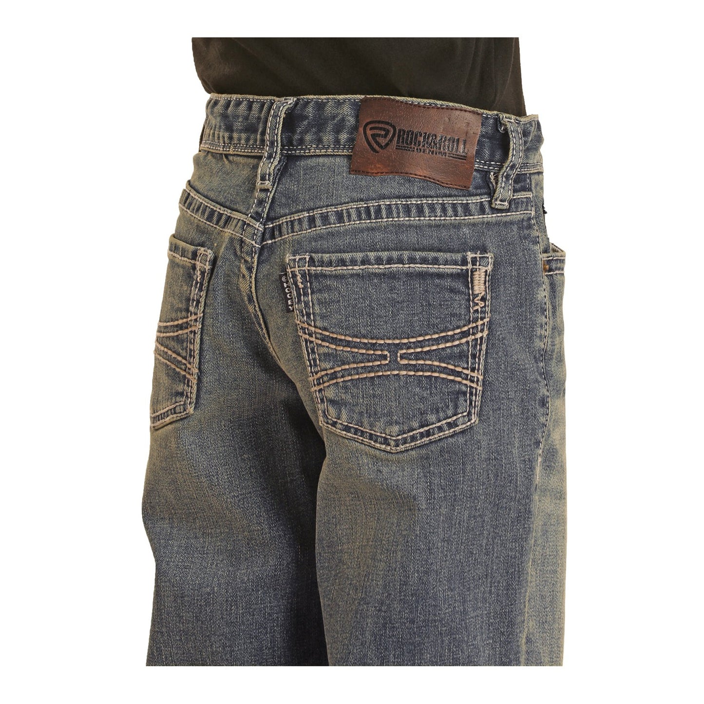 Hooey Boy's Two Tone Bootcut Jeans - Medium Vintage