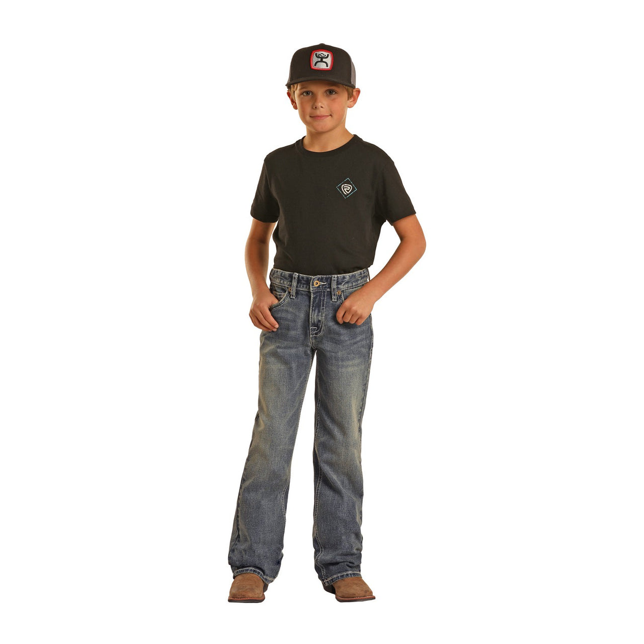 Hooey Boy's Two Tone Bootcut Jeans - Medium Vintage