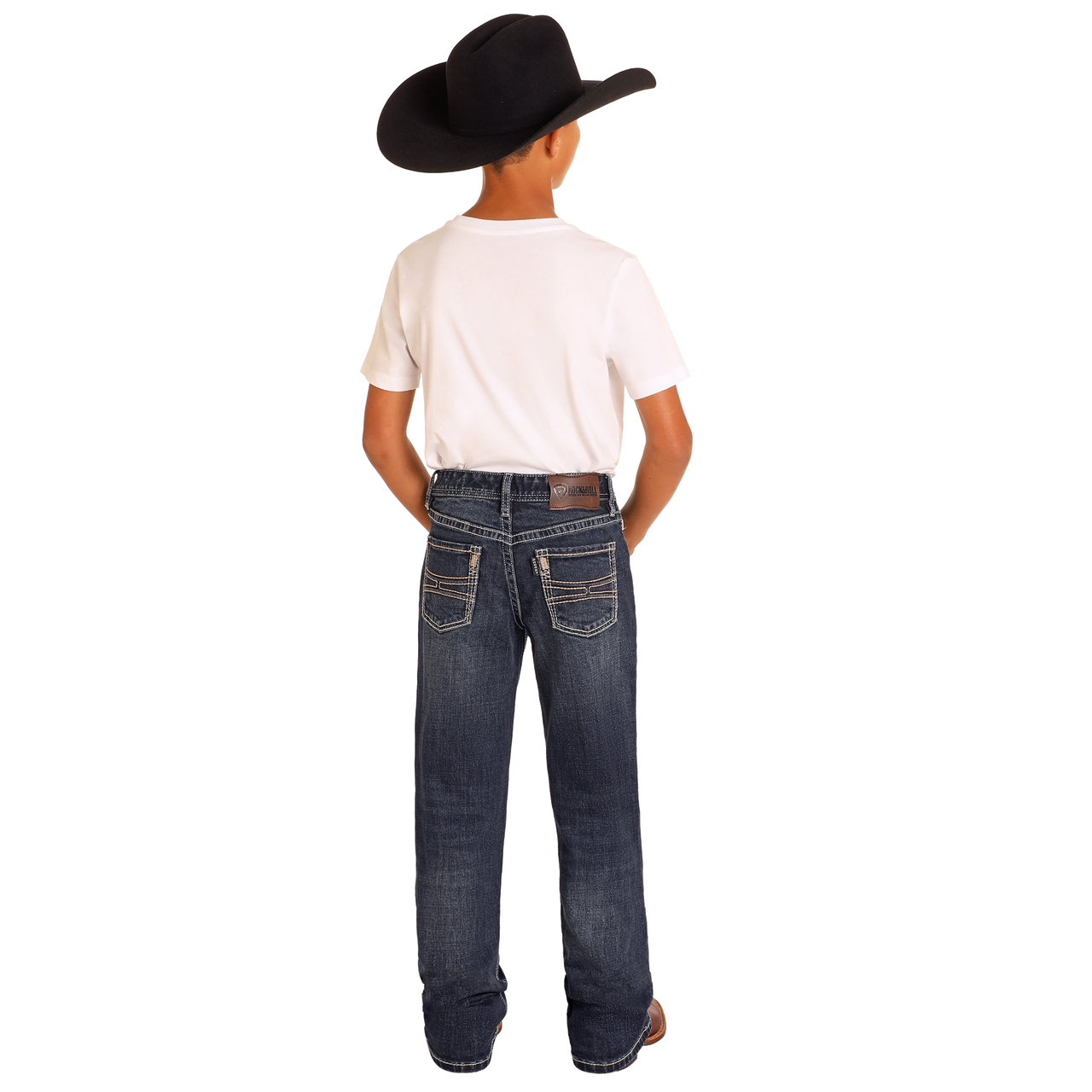 Hooey Boy's Raised Denim Bootcut Jeans - Dark Wash