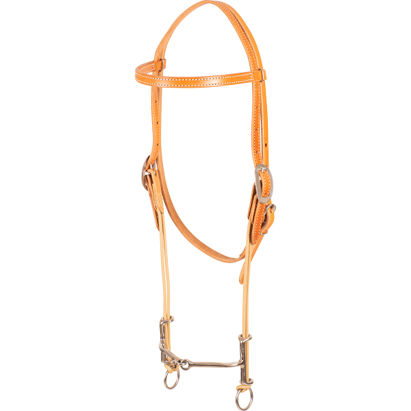 Classic Equine Loomis Gag Bit w/Browband and Smooth Snaffle Bit - Natural