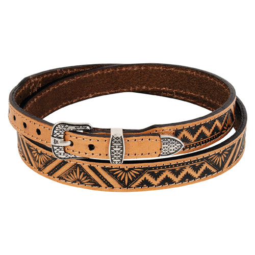 Red Dirt Hat Co. Leather Hat Band - Tan w/Geometric Agave