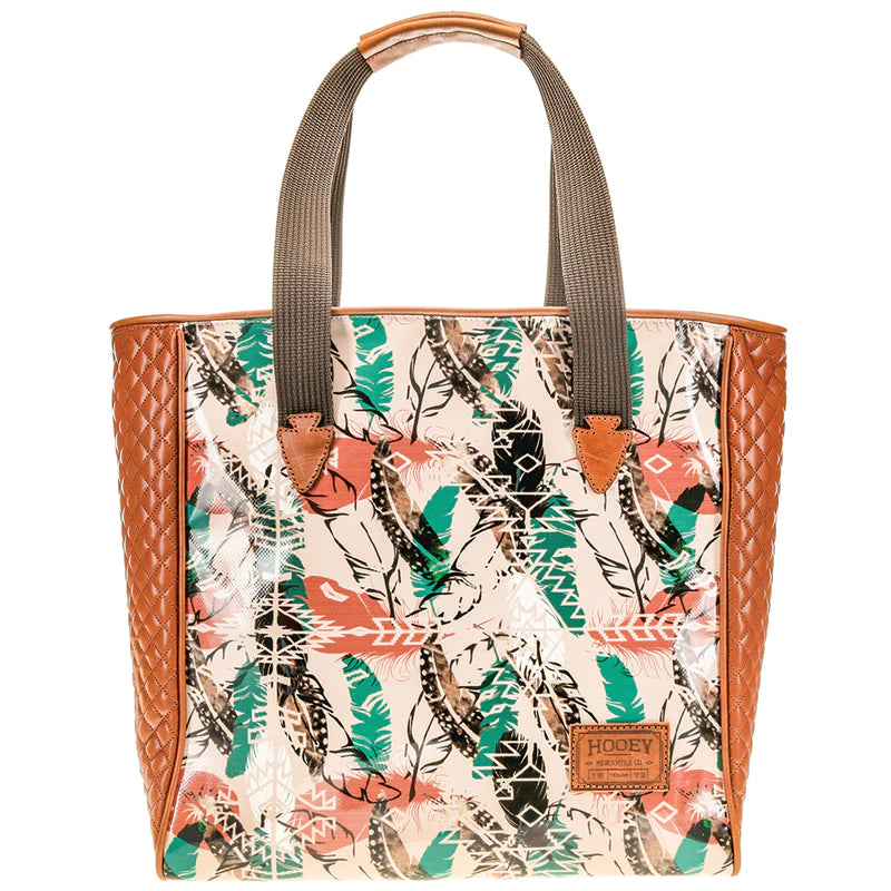 Hooey Topawa Feather Classic Tote Purse - Pink/Brown