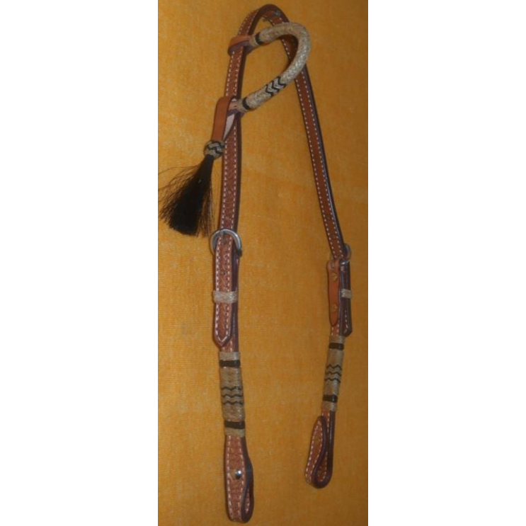 Irvine Browband Headstall Stamp Rawhide w/Black Accents