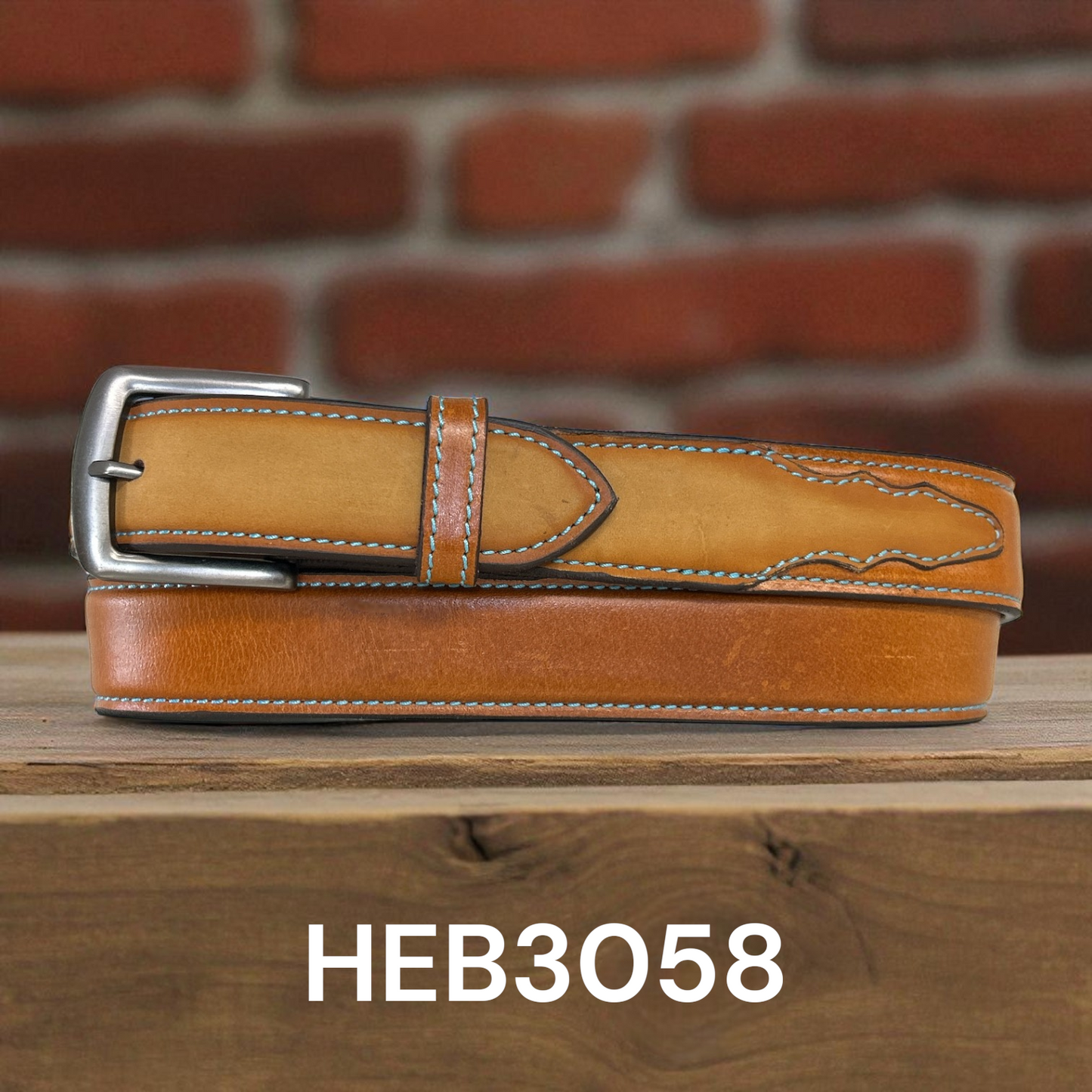 Twisted X Billet & Blue Stitching Circle SH Leather Belt - Light Brown - Irvine Tack & Western Wear