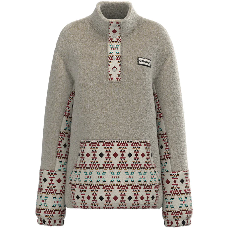 Hooey Women's Fleece Pullover - Cream/Multi-Aztec