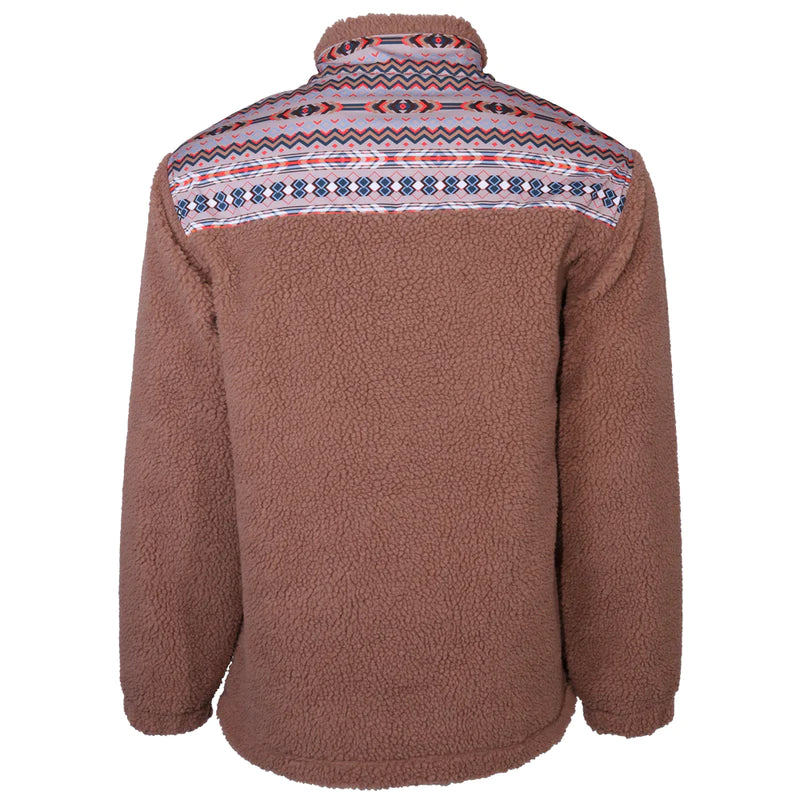 Hooey Men's Sherpa Fleece Pullover - Tan/Aztec