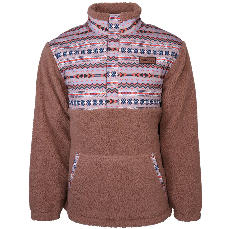 Hooey Men's Sherpa Fleece Pullover - Tan/Aztec