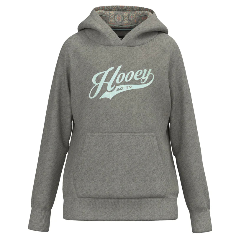 Hooey Girl's Tulane Logo Hoodie - Heather Grey w/Light Blue