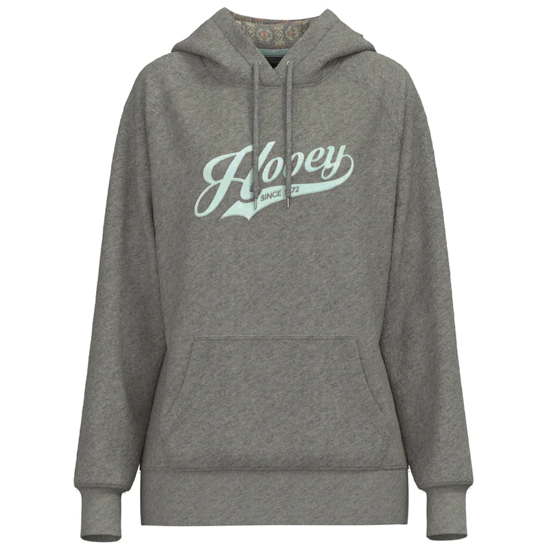 Hooey Women's Tulane Logo Hoodie - Heather Grey w/Light Blue