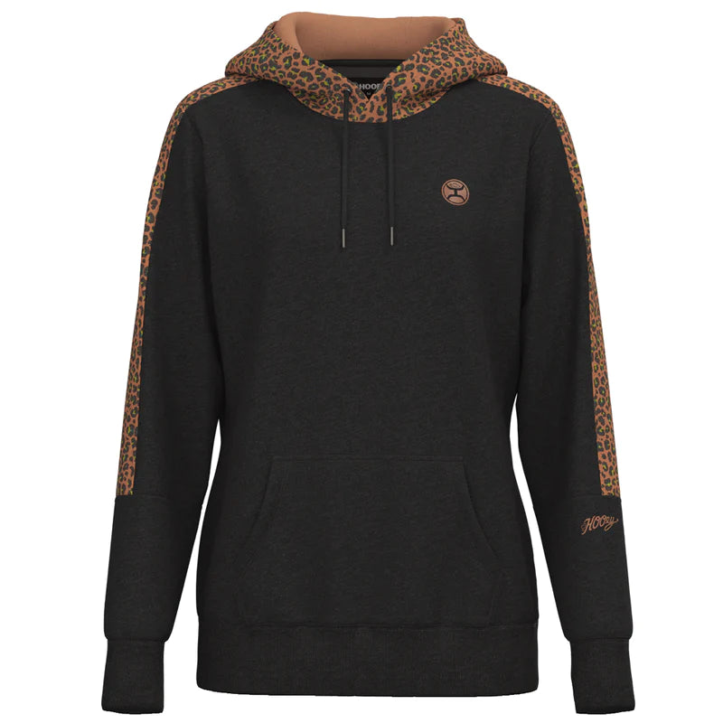 Hooey Women's Canyon Hoodie - Asphalt w/Cheetah Print