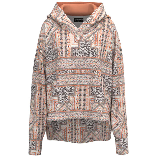 Hooey Women's Roomy Logo Hoodie - Pink/Black Multi Pattern