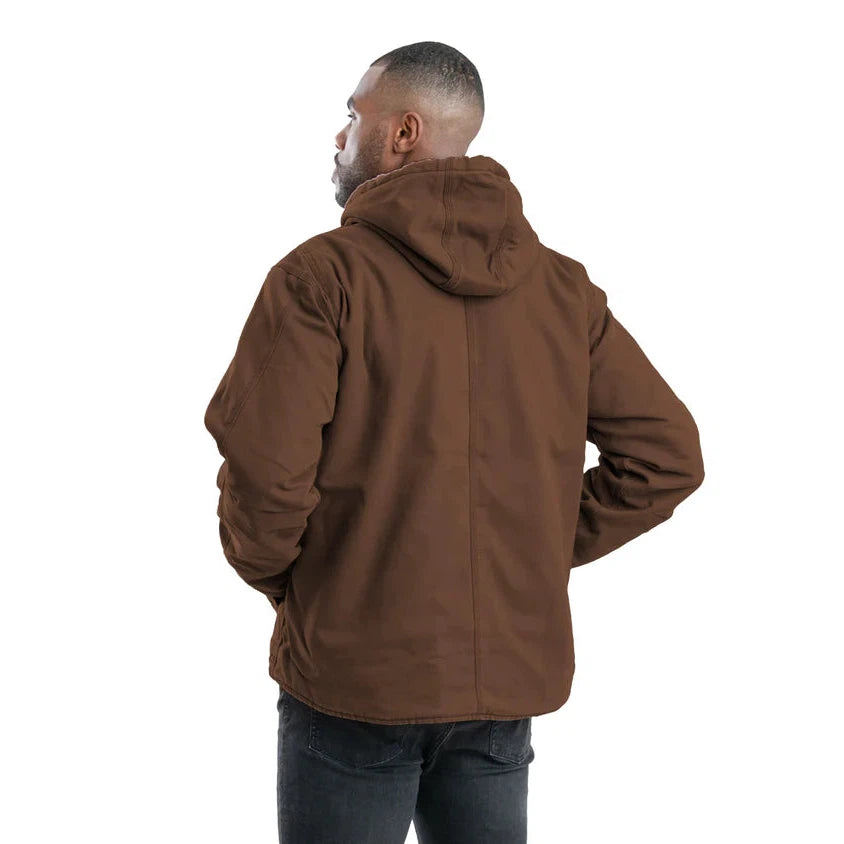 Berne Men's Vintage Washed Sherpa Lined Hooded Jacket - Brown