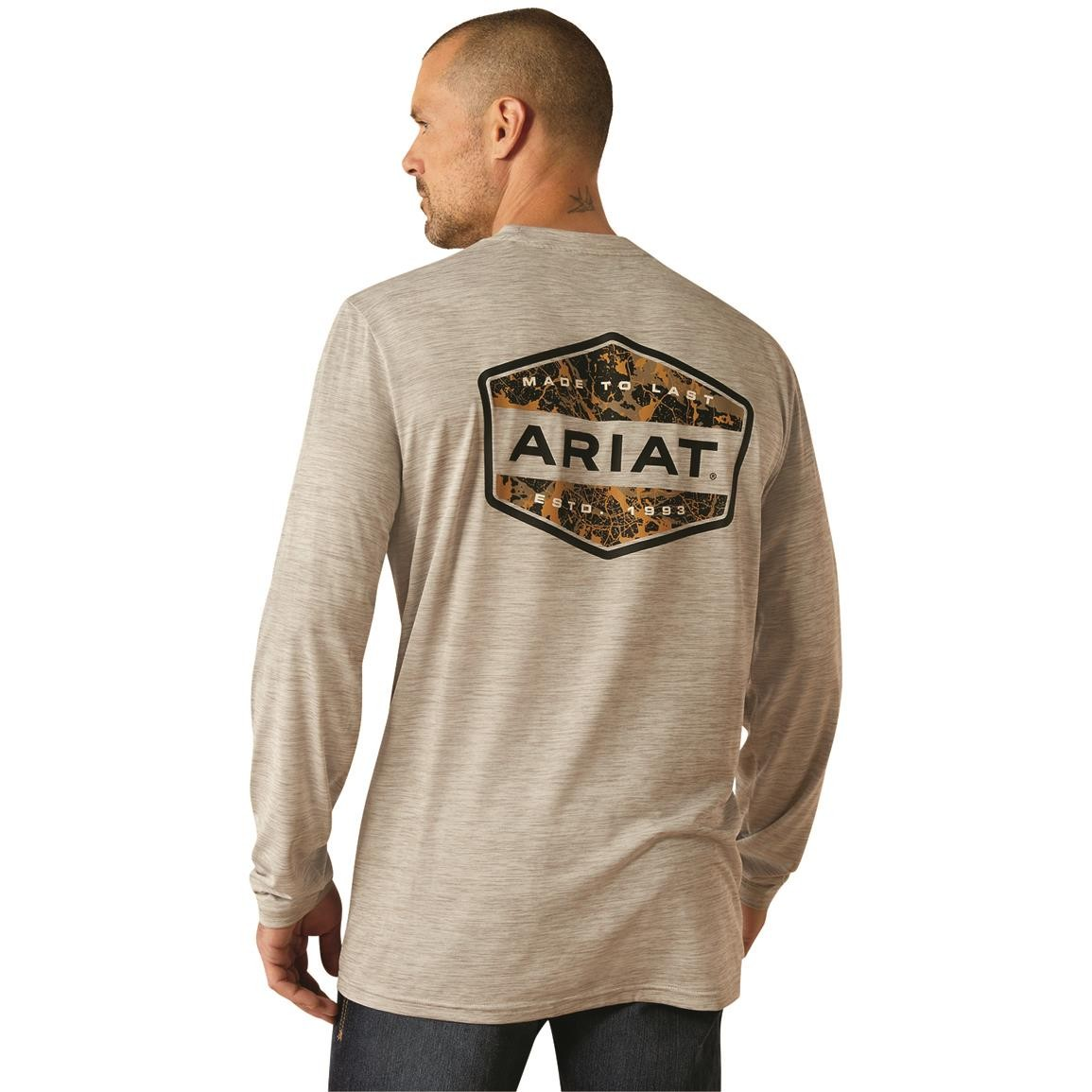 Ariat Men's Charger Muddy Shield Long Sleeve Shirt - Light Grey Heather