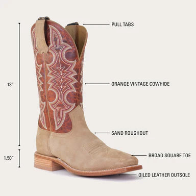 Hyer Men's HOLTON Western Boot-Tan/Orange