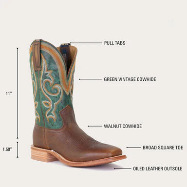 **Hyer Men's EASTON Western Boot-Brown/Green