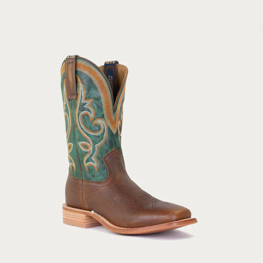 Hyer Men's EASTON Western Boot-Brown/Green