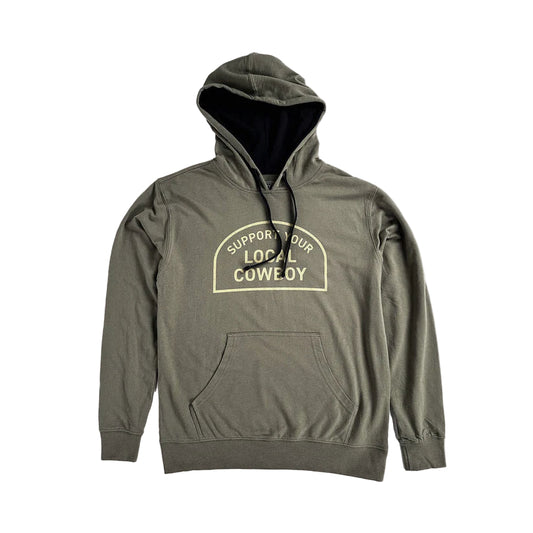 Cowboy Cool Support Your Local Cowboy Hoodie - Military Green/Black