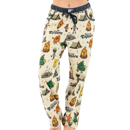 Lazy One Women's Vintage Camping Regular Fit PJ Pant - Cream Brulee