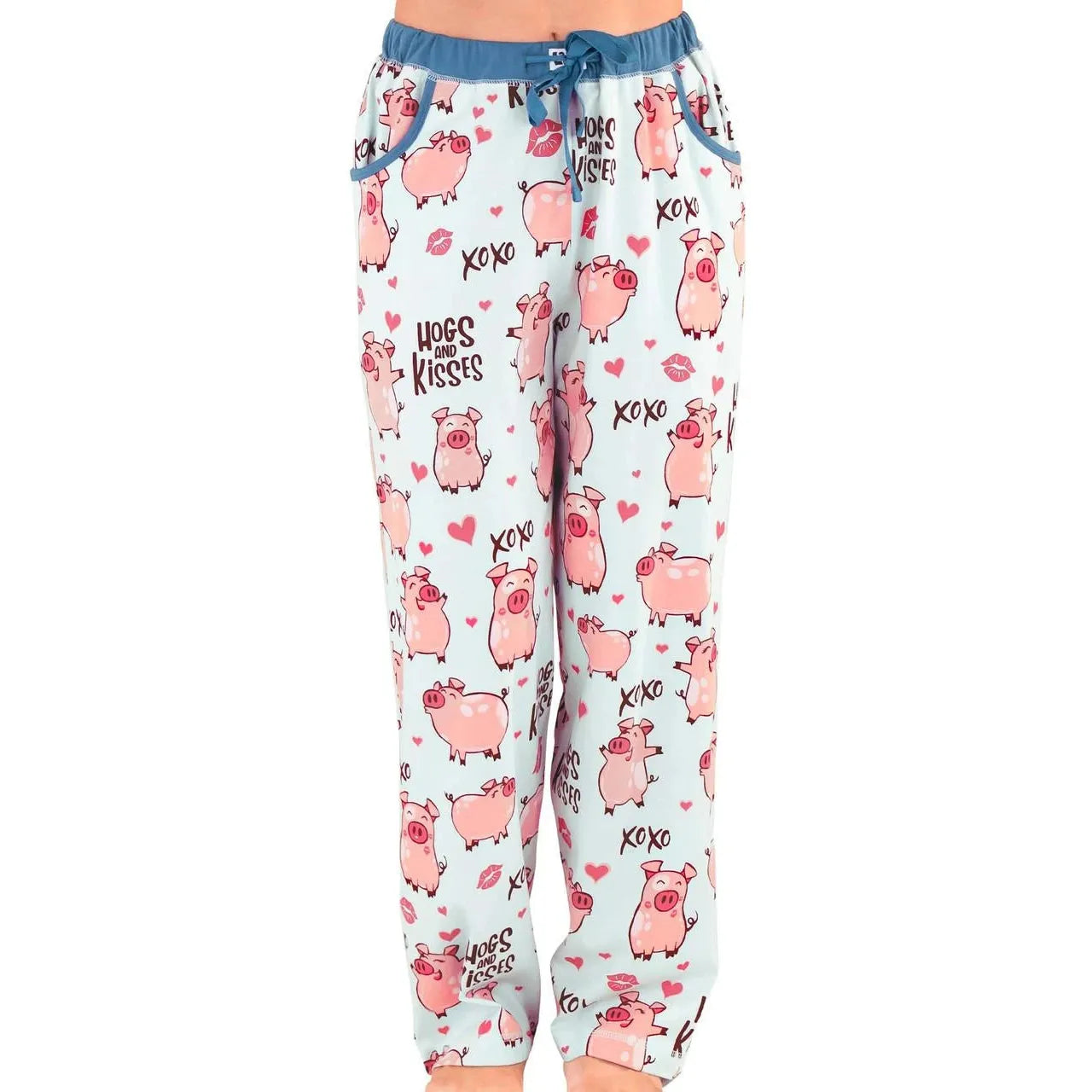 Lazy One Women's Hogs & Kisses Pajama Pant- Light Blue