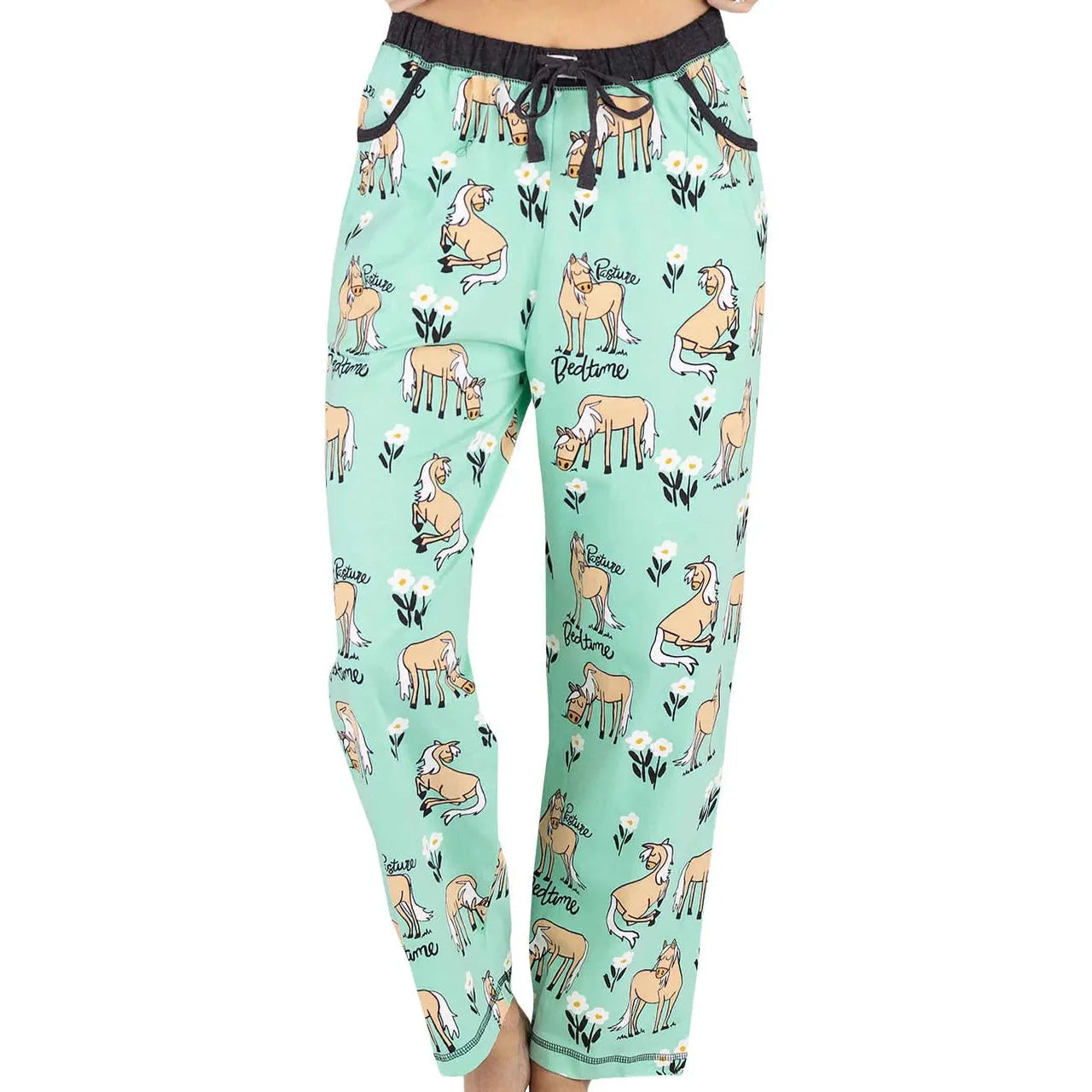 Lazy One Women's Pasture Bedtime Horse Regular Fit PJ Pant - Ice Green