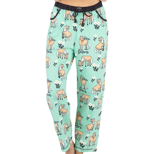 Lazy One Women's Pasture Bedtime Horse Regular Fit PJ Pant - Ice Green