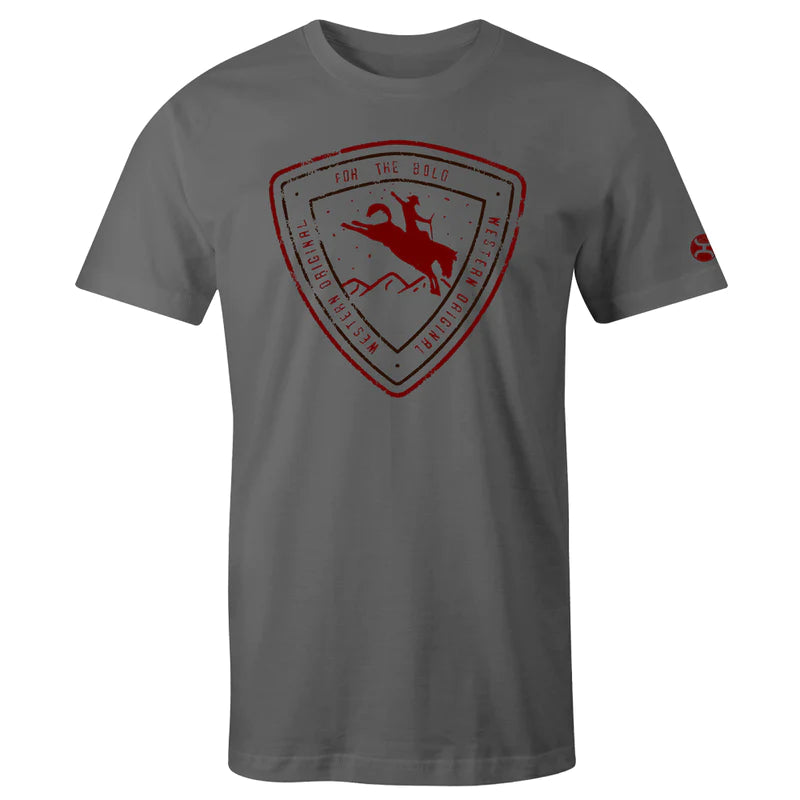 Hooey Men's Summit Logo T-Shirt - Grey Heather w/Black & Red