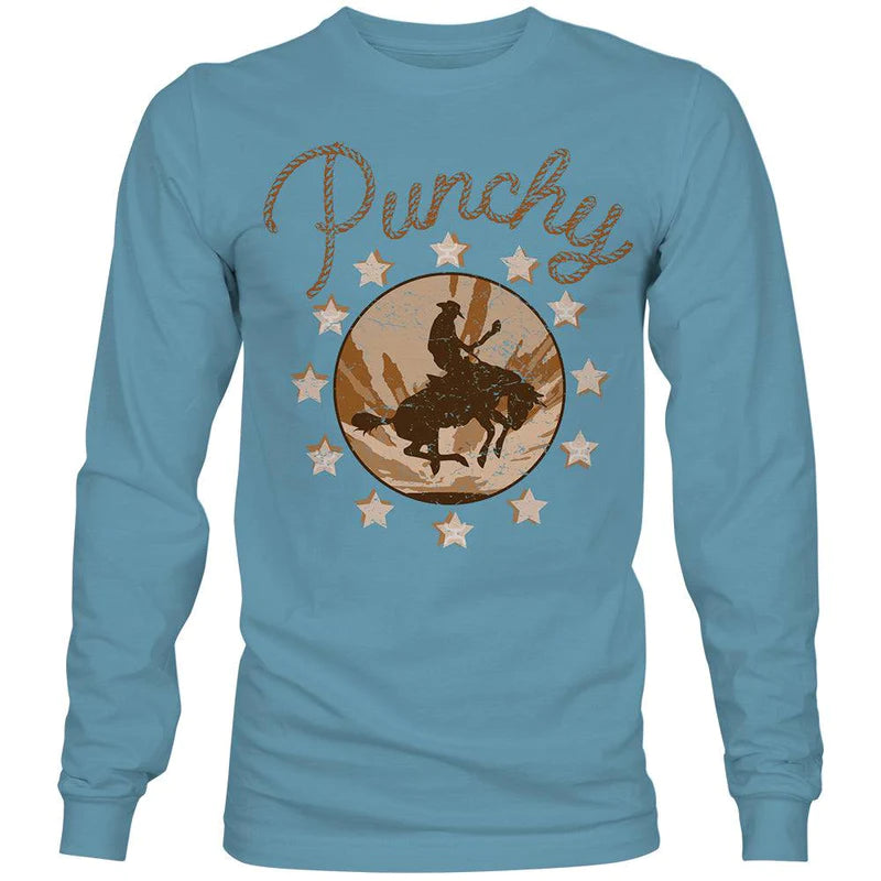 Hooey Punchy Women's Denim Crew Neck Long Sleeve T-Shirt