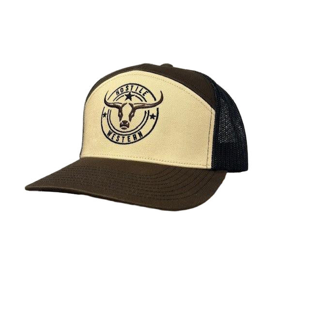 Hostile Western 7 Panel Cap - Beige/Dark Brown