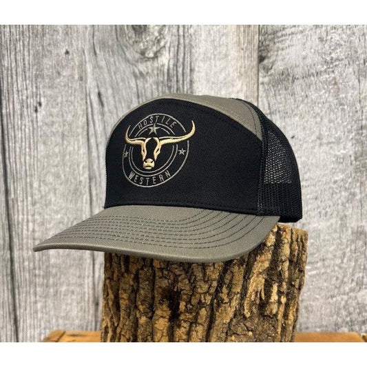 Hostile Western 7 Panel Cap - Grey/Black/Tan