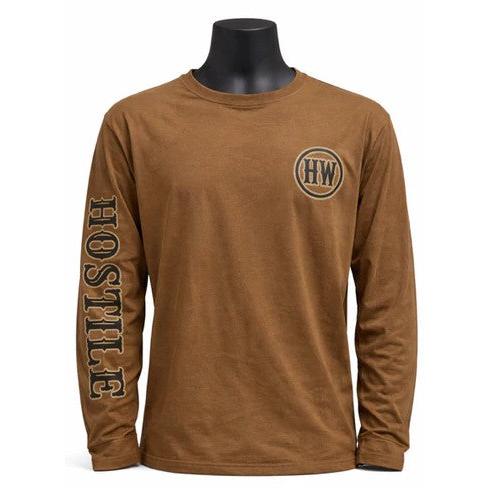 Hostile Western Men's HW Circle Brand Long Sleeve Tee Shirt - Brown