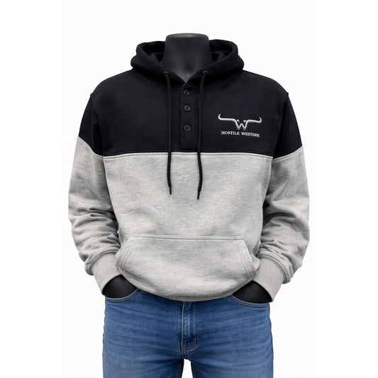 Hostile Western Men's Long Sleeve Hoodie - Black/Grey