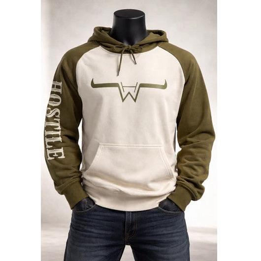 Hostile Western Men's Long Sleeve Taille Hoodie - Beige/Green