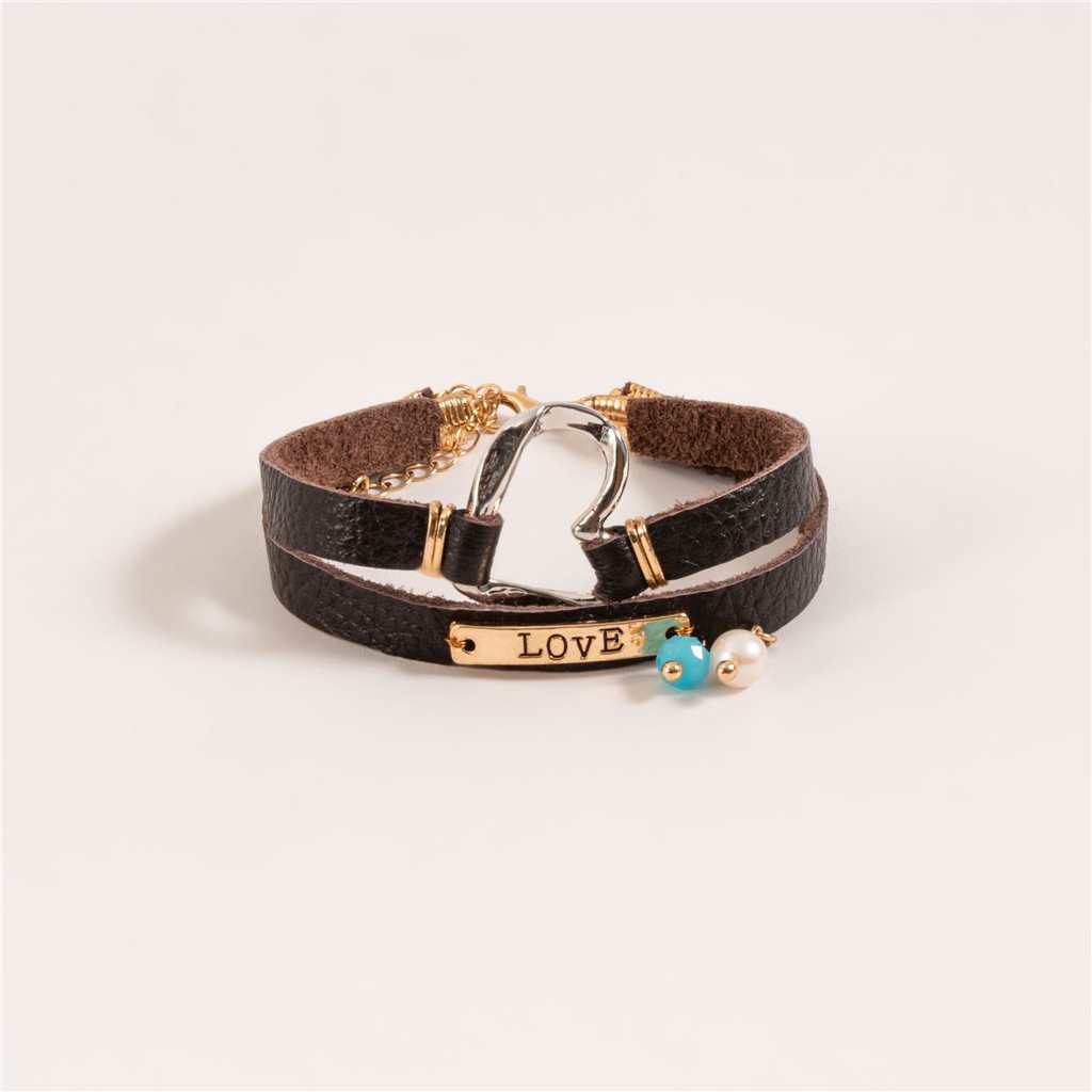 Edenborough Leather Love Bracelet - Brown