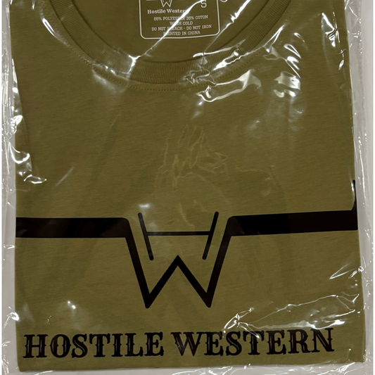 Hostile Western Men's Logo Tee Shirt - Military Green/Black