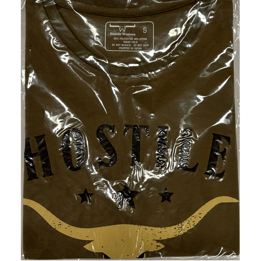 Hostile Western Men's Logo Tee Shirt - Brown/Beige/Black