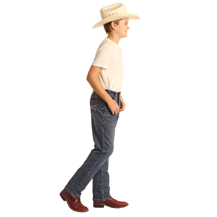 Hooey Boy's Rope Stitch Embroidered Jeans - Medium Vintage