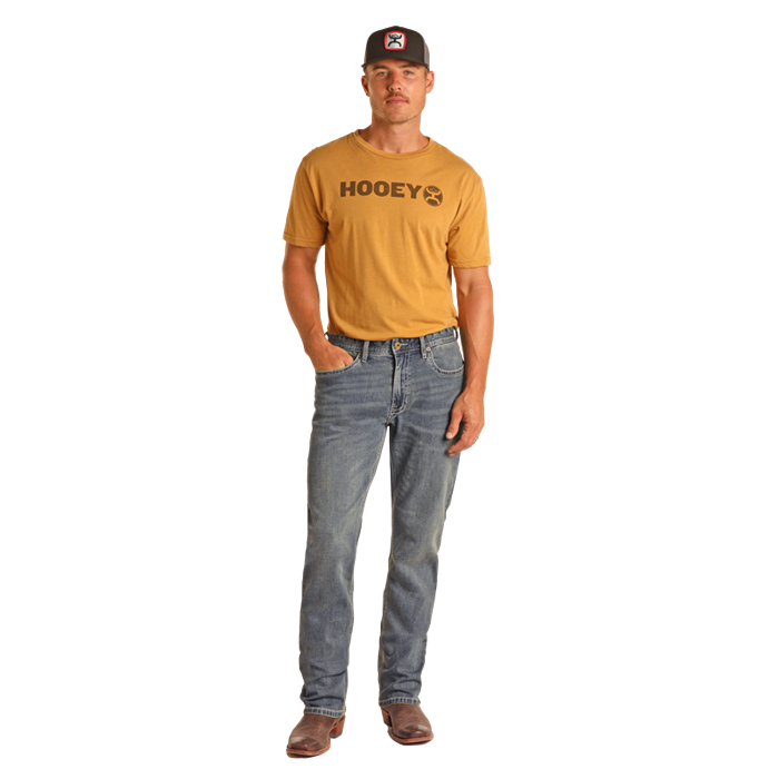 Hooey Men's Beige Embroidered Stackable Jeans - Medium Vintage