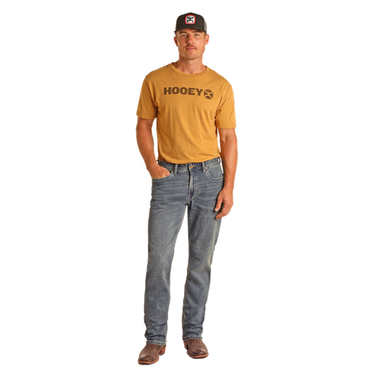 Hooey Men's Beige Embroidered Stackable Jeans - Medium Vintage