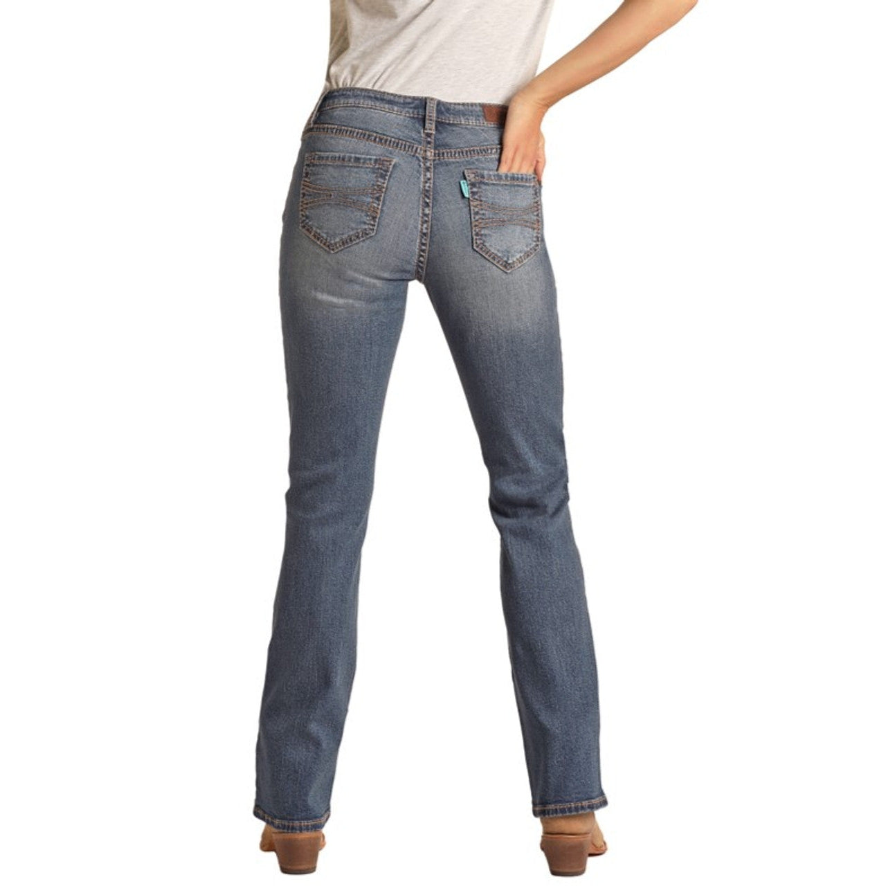 **Hooey Women's Mid Rise Stretch Bootcut Jeans - Medium Vintage