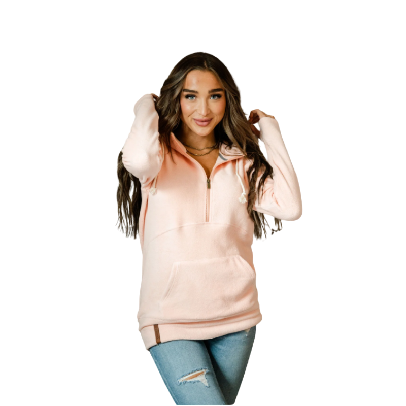 Ampersand Half Zip Sweatshirt - Cozy Cutie Heavenly Pink