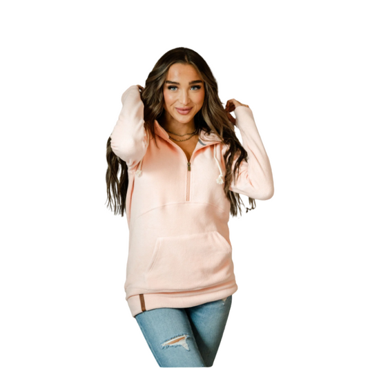 Ampersand Half Zip Sweatshirt - Cozy Cutie Heavenly Pink