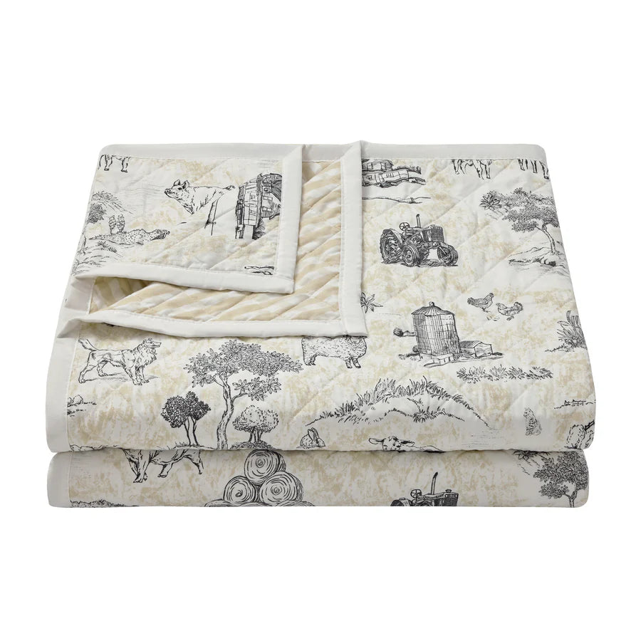 Hi End Accents Farm Life Quilt Set- Brown