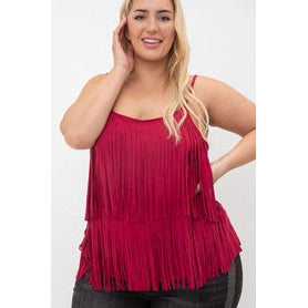 Women's Plus Size Suede Fringed Camisole