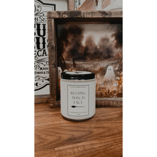 Dusty Sparrow Seasonal Candle - Resting Witch Face