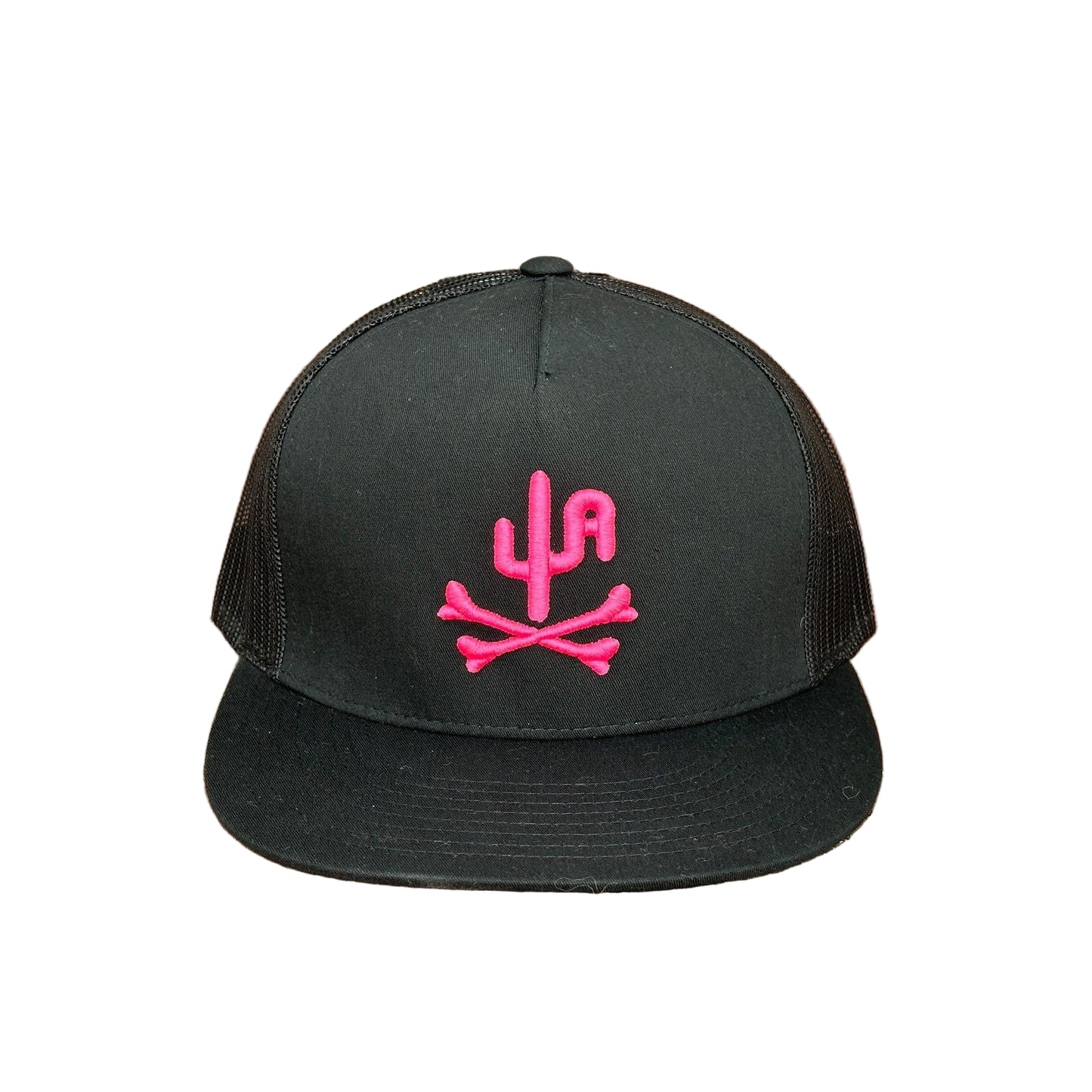 Cactus Alley Bones Black Mesh Snapback Cap - Multiple Colours Stitching