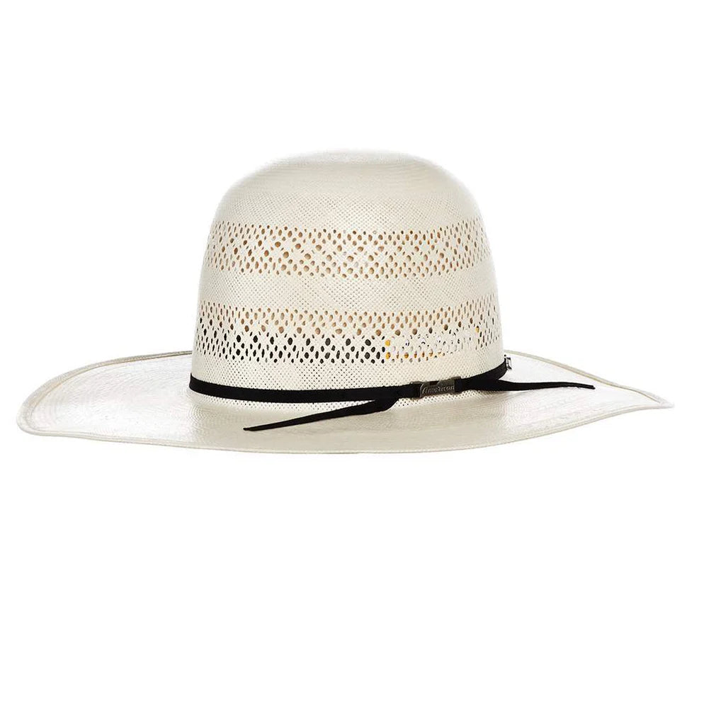 American Hat Co 6700 Open Crown Straw Western Hat - Black Trim