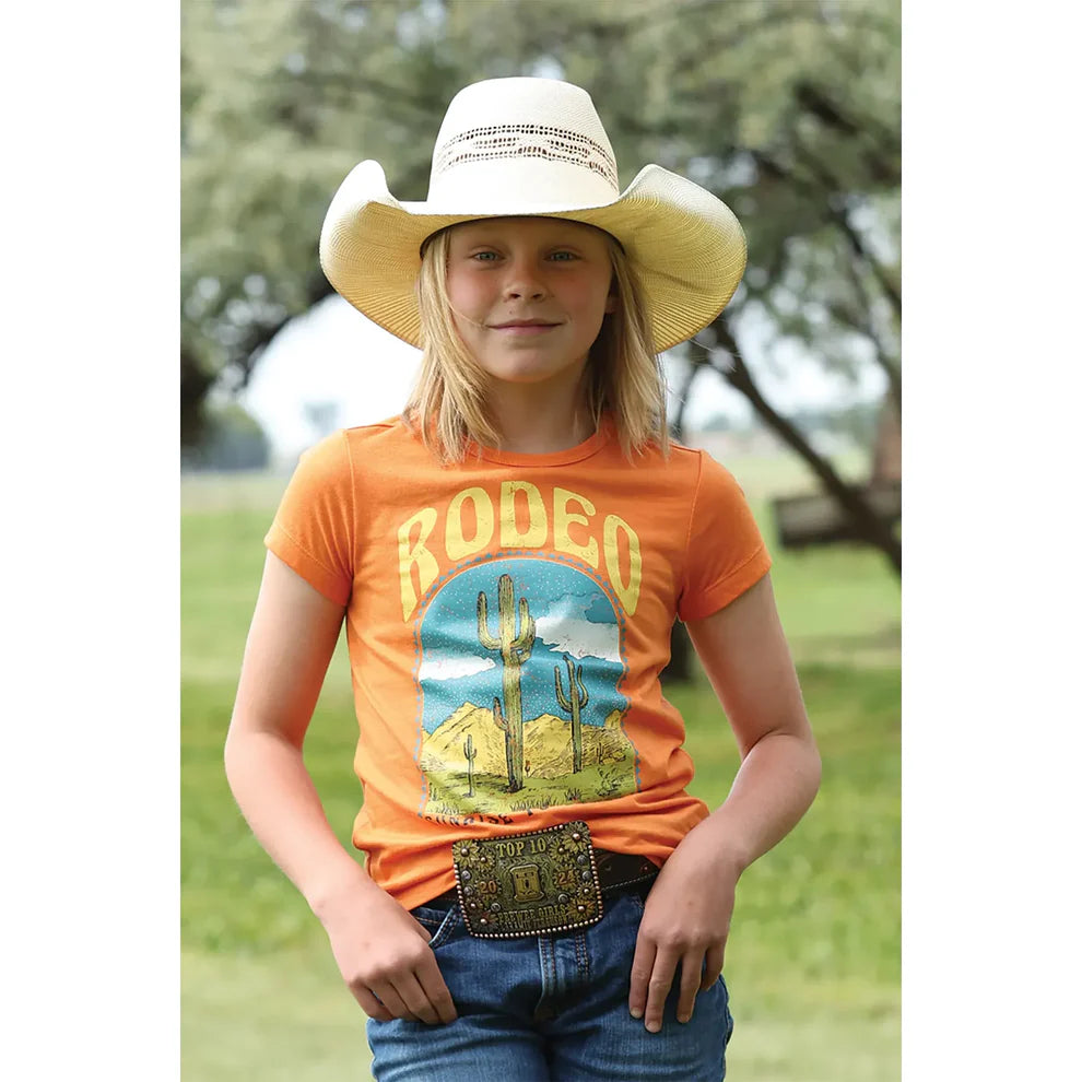 Cinch Girl's Short Sleeve Tee Shirt - Orange