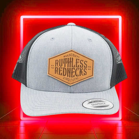 Ruthless Rednecks Hostile Patch Curved Brim Snapback Cap - Heather Gray
